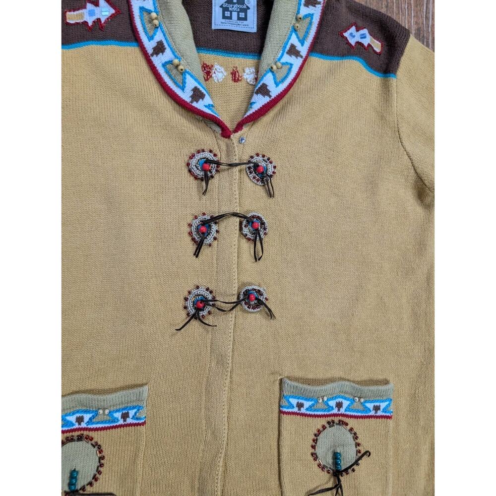 KNITS BY STORYBOOK Womens Native American Southwestern Button Cardigan Large - Picture 4 of 16